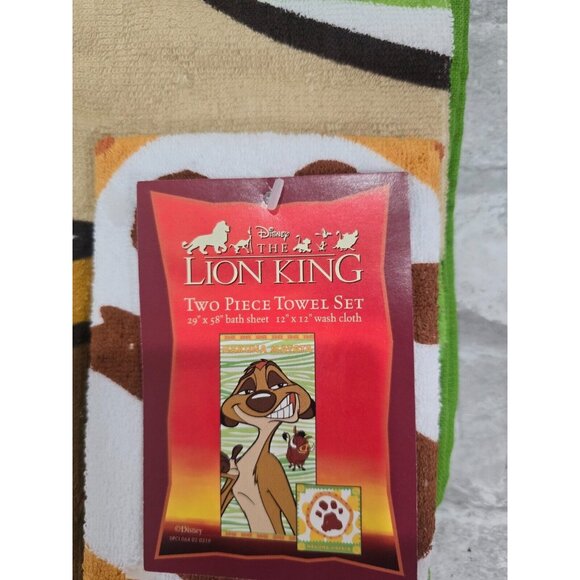 NOS Disney The‎ Lion King 2 Piece Set Bath Towel 29x58 Wash Cloth 12x12 New - Picture 2 of 8